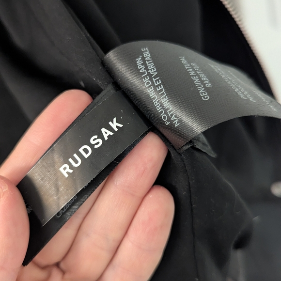 Rudsak Leather Jacket with Rabbit Fur – Size Large - Picture 10 of 12